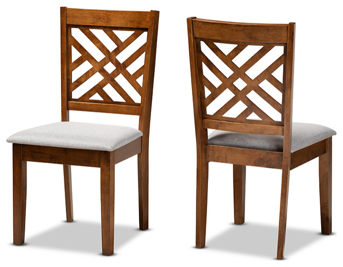 Chipman Modern Gray and Walnut Brown Dining Chair  Set of 2   Transitional   Dining Chairs   by Baxton Studio  Houzz