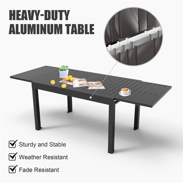 Patio Aluminum Extendable Dining Table with Adjustable Legs