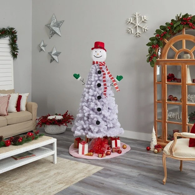 Nearly Natural 6.5-ft Snowman Artificial Christmas Tree With 804 Bendable Branches