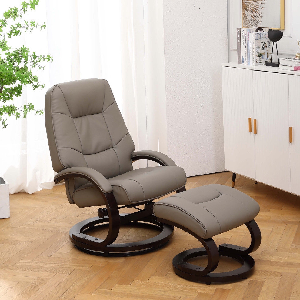 Sundsvall Recliner and Ottoman in Putty Air Leather   Contemporary   Recliner Chairs   by Progressive Furniture  Houzz