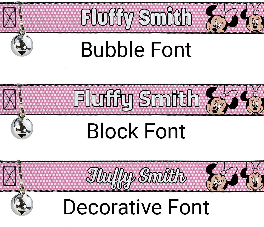 Buckle-Down Disney Minnie Mouse Expressions Polka Dot Personalized Breakaway Cat Collar with Bell