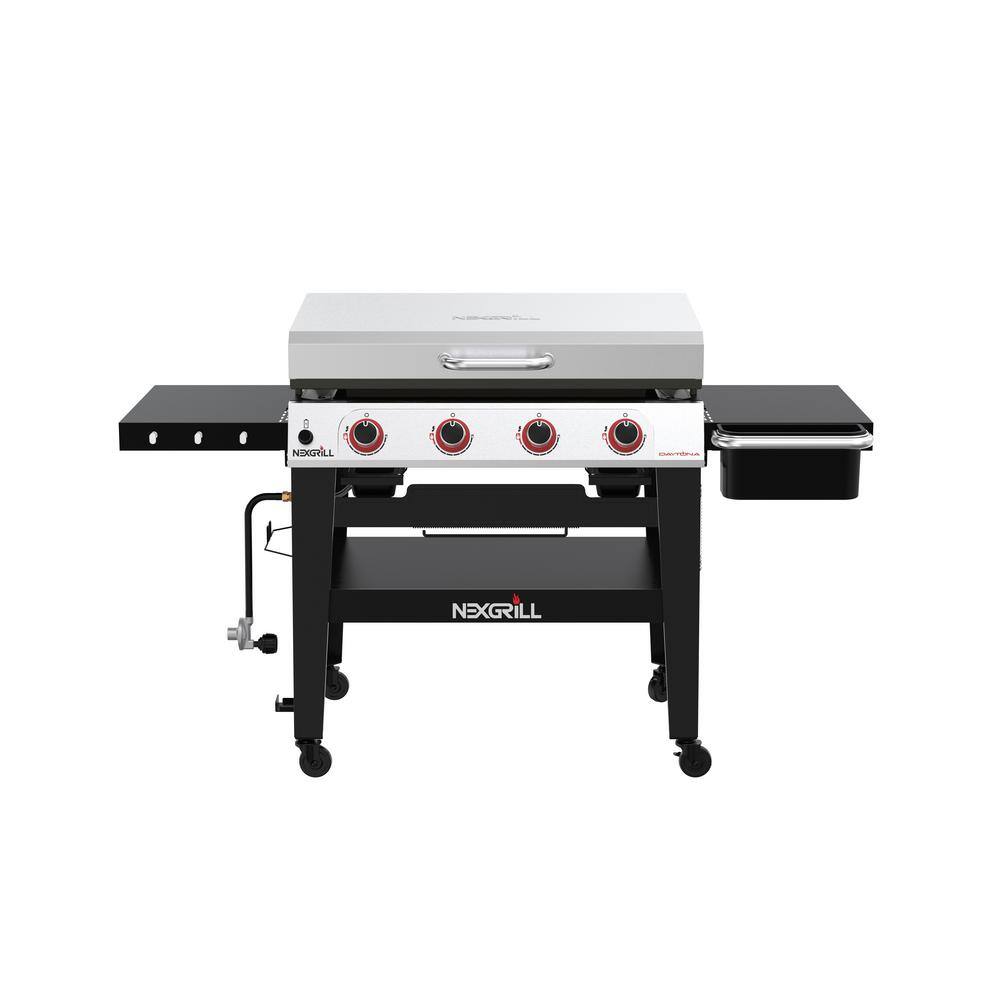 Nexgrill 720-1058 Daytona 4-Burner 36 in. Propane Gas Griddle in Black with Stainless Steel Lid