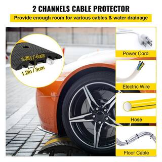 VEVOR 72.8 in. x 12.2 in. x 2.2 in. Cable Organizer 2-Channel Speed Bump 22046 lbs. Load Cable Protector Ramp 1-Pack GXB1G6FTZHHXJJSD1V0