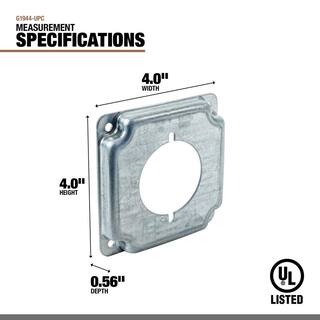 Southwire 4 in. W Steel Metallic 1-Gang Exposed Work Square Cover for 2.141 in. Dia 30 Amp to 50 Amp Round Receptacle (1-Pack) G1944-UPC