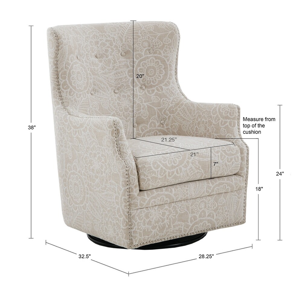 Madison Park Ella Cream 360 degrees Swivel Glider Chair