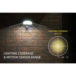 eLEDing 160 White Motion Activated Self-Contained Outdoor 56 Integrated LED Solar SecurityFloodSpot Light with Dusk-to-Dawn EE805W56-WW