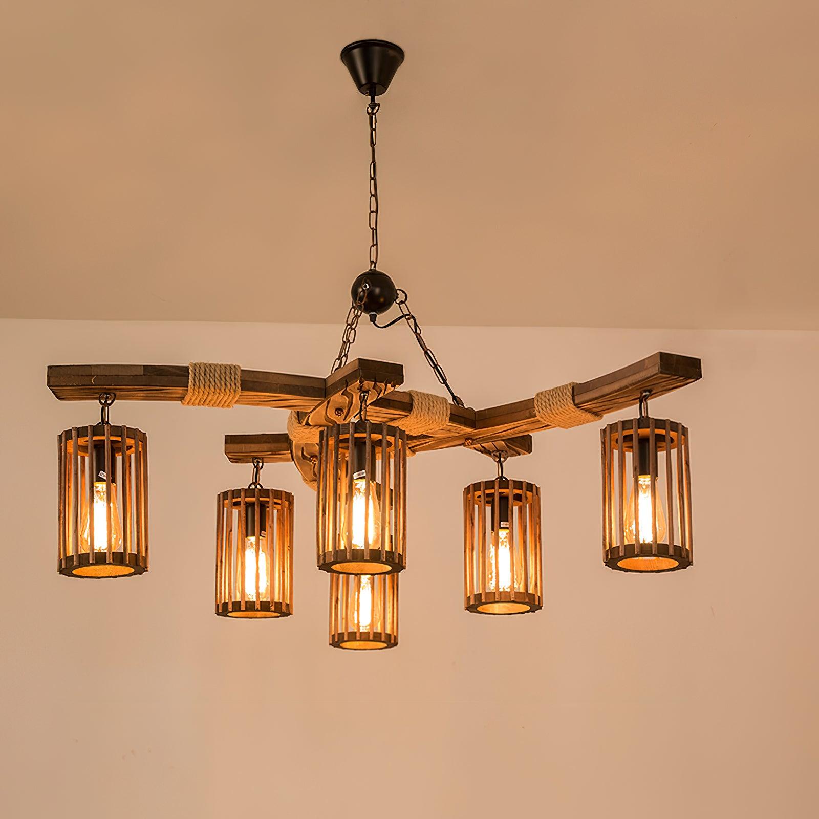 Retro Solid Wood Chandelier