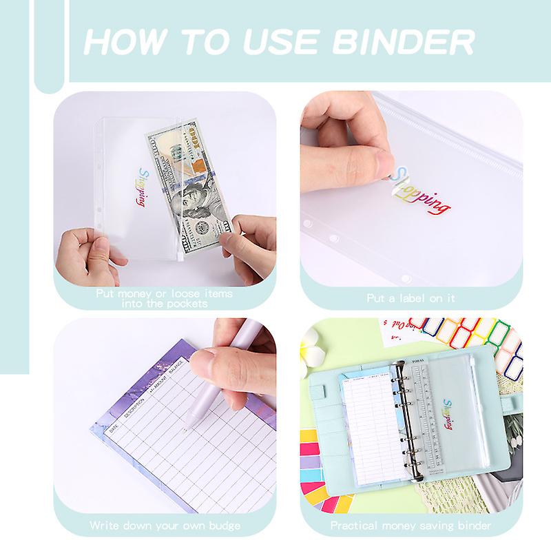 A6 Budget Binder With Zipper Envelopes， Cash Envelopes For Budgeting， Budget Sheets， Sticker， Labels， Binder Divider， Money Saving Binder For Cash Org