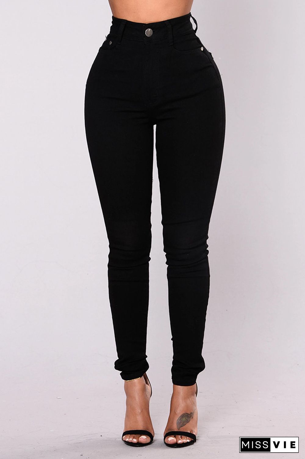 High Waist Elastic Skinny Jeans