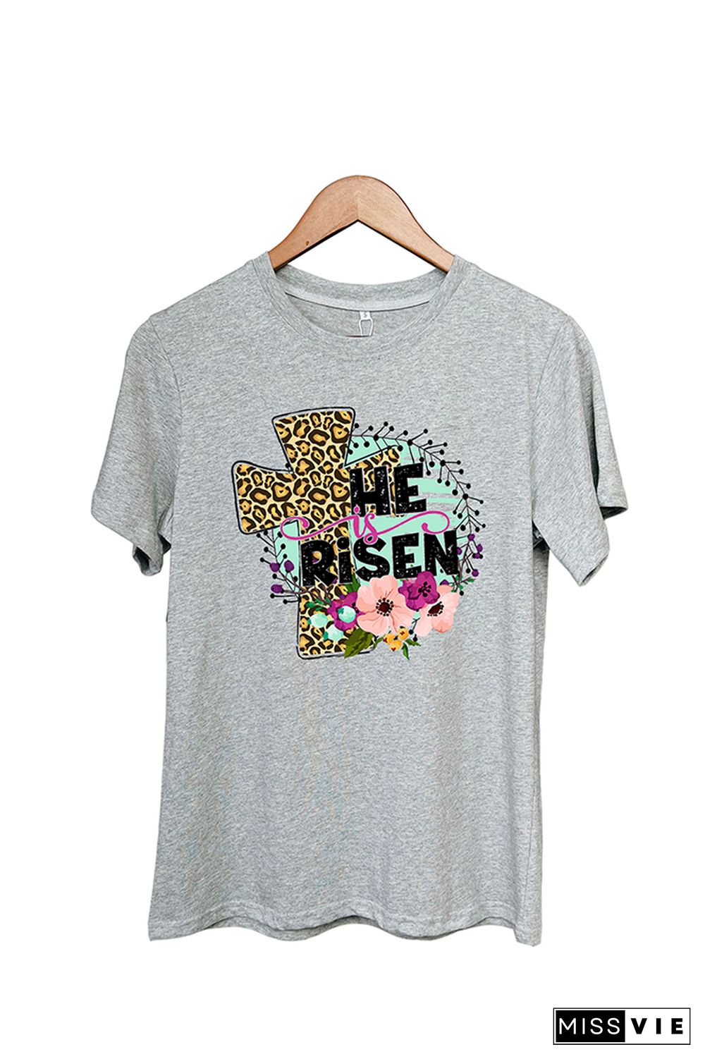 He Is Risen Easter Short Sleeve Graphic Tee Wholesale