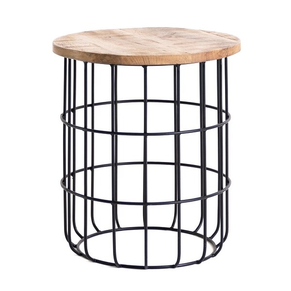 MH London Auxon Side End Table With Sturdy Metal Cage Base - 15.70