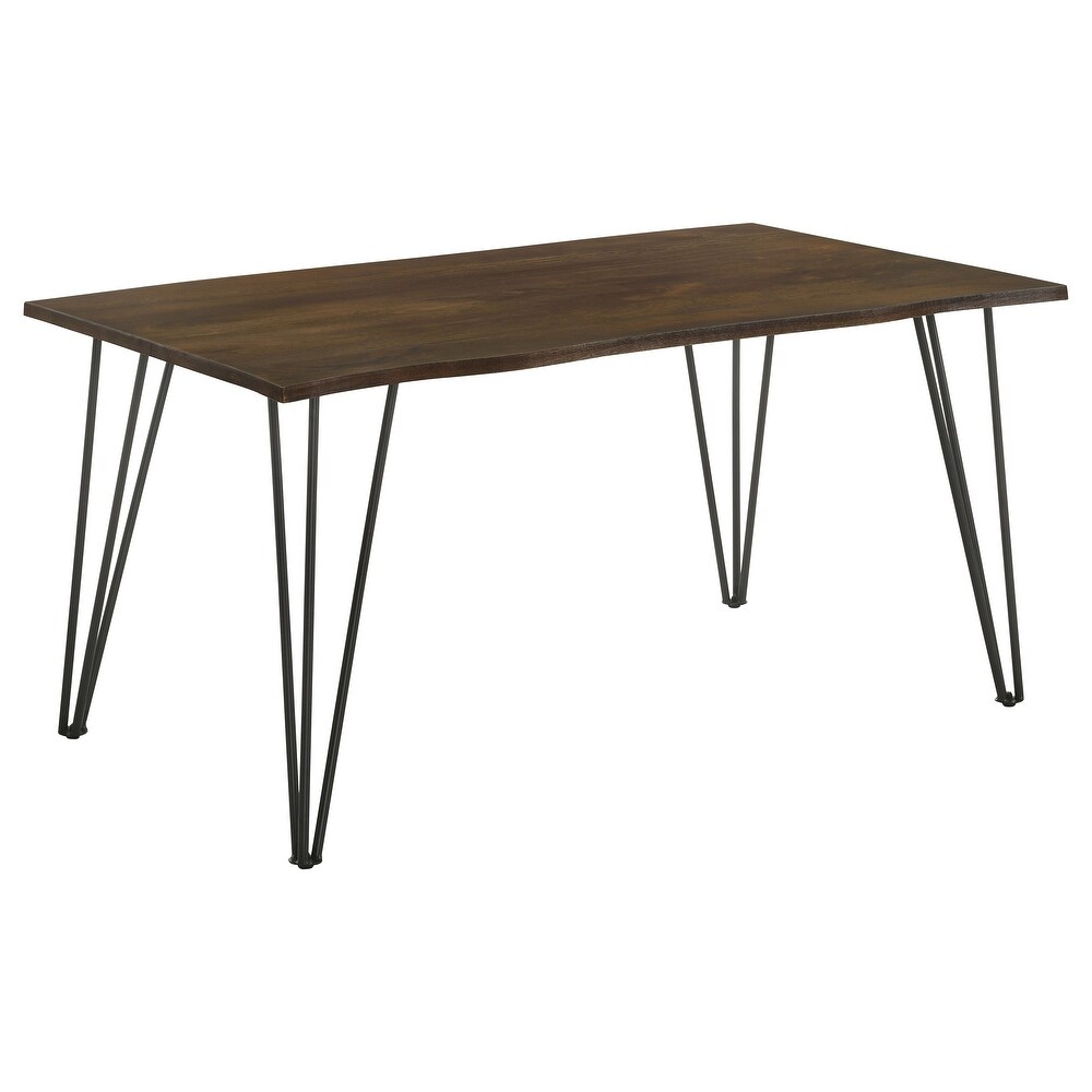 Coaster Furniture Topeka Live edge Dining Table Mango Cocoa and Gunmetal   60.00'' x 36.00'' x 30.00''