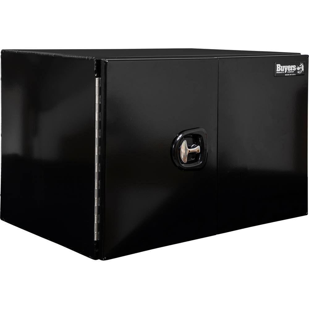 Buyers Products Company 24 in. x 24 in. x 72 in. Black Smooth Aluminum Underbody Truck Tool Box with Barn Door 1705850