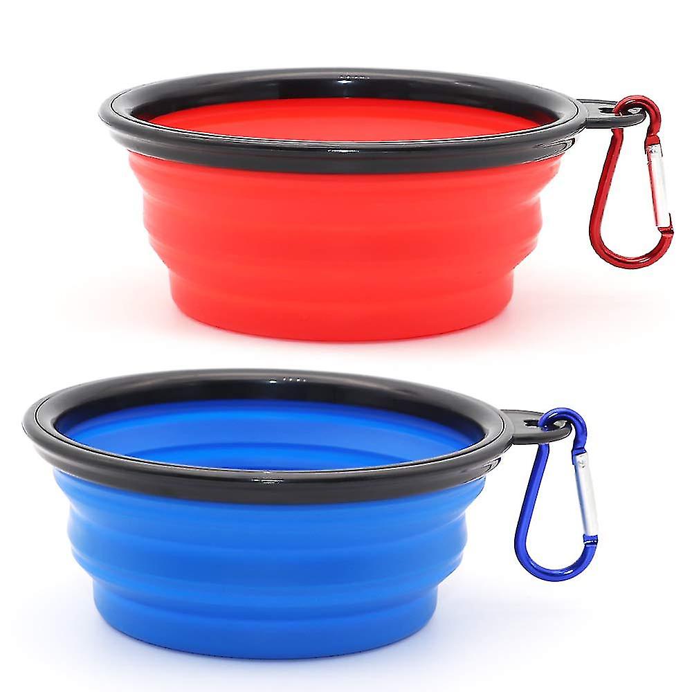 2 Pieces Portable Dog Bowl Collapsible Dog Bowl，travel Dog Bowls And Cat Bowls (350ml， And Red)