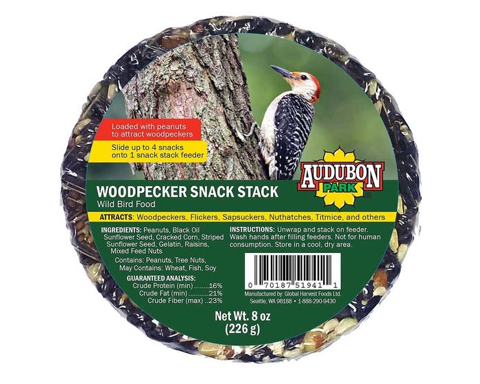 Audubon Park Woodpecker Snack Stack Wild Bird Feed， 8 oz. Round