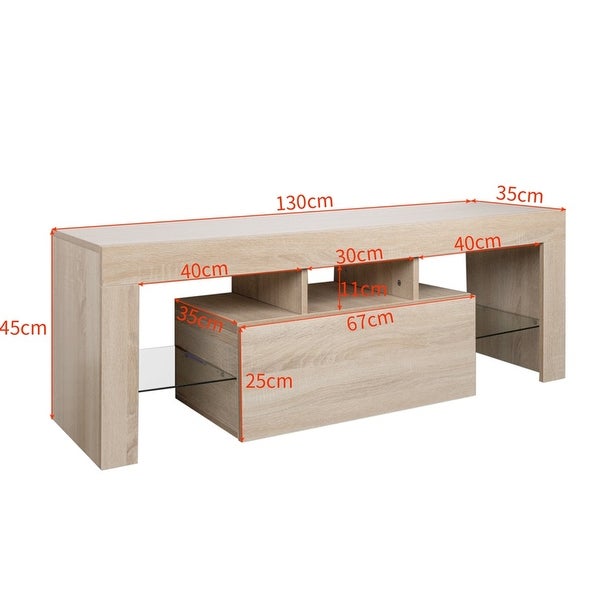 Media Console Table with LED Lights and Storage Cabinet， Up to 60