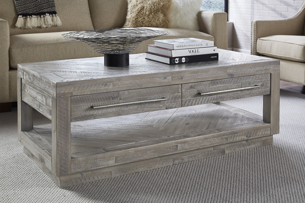 Modus Alexandra Solid Wood Rectangular Coffee Table  Rustic Latte   Farmhouse   Coffee Tables   by AMOC  Houzz