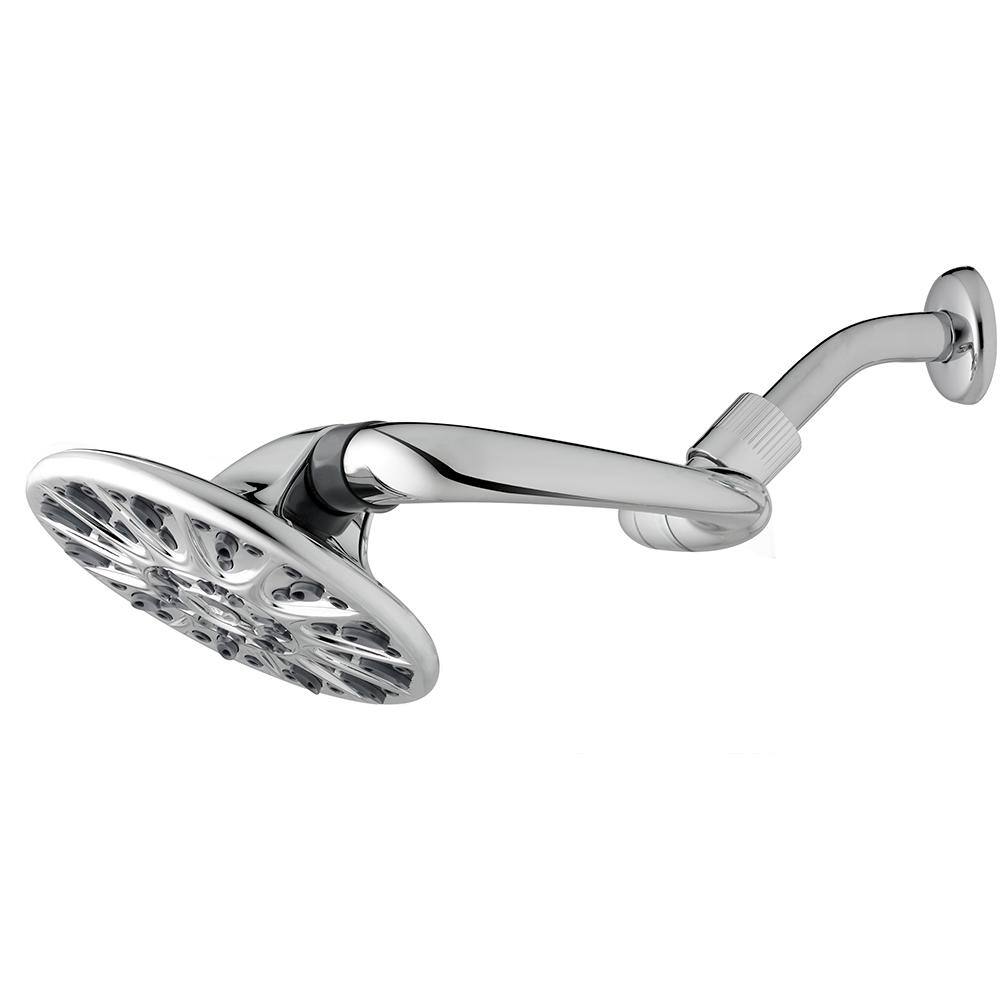 Waterpik 6-Spray 7 in. Single Wall Mount 1.8 GPM Fixed Rain Shower Head in Chrome ASW-673E