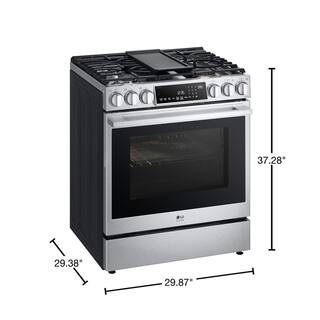 LG STUDIO 30 in. 6.3 cu. ft. Slide-in Gas Range with ProBake Convection Easy Clean Instaview and Air Fry in Stainless Steel LSGS6338F