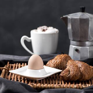 MALACASA Elvira White Porcelain Egg Cup Holders (Set of 6) ELVIRA-6ES