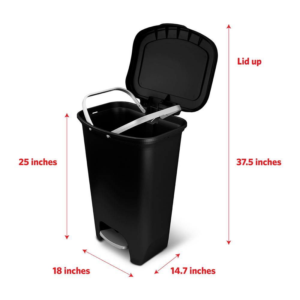 Glad 13 Gal. Black Step-On Plastic Trash Can with Clorox Odor Protection of The Lid GLD-74130-1