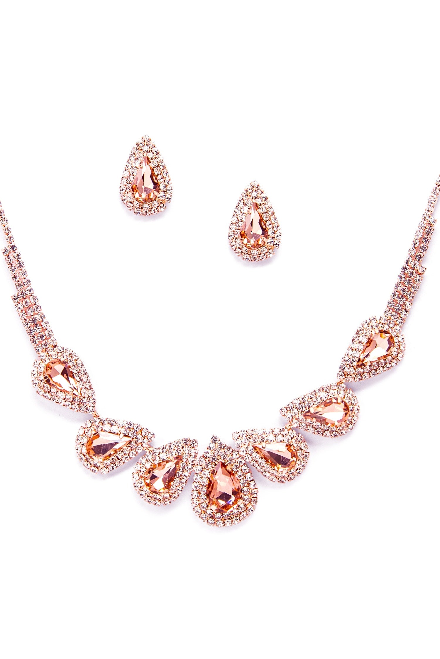 Teardrop Rhinestone Necklace Set