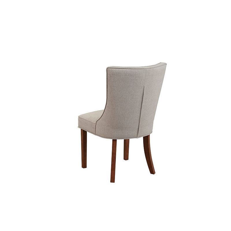 Paige 25 Inch Dining Side Chair， Fabric Upholstery， Set of 2， Beige， Brown