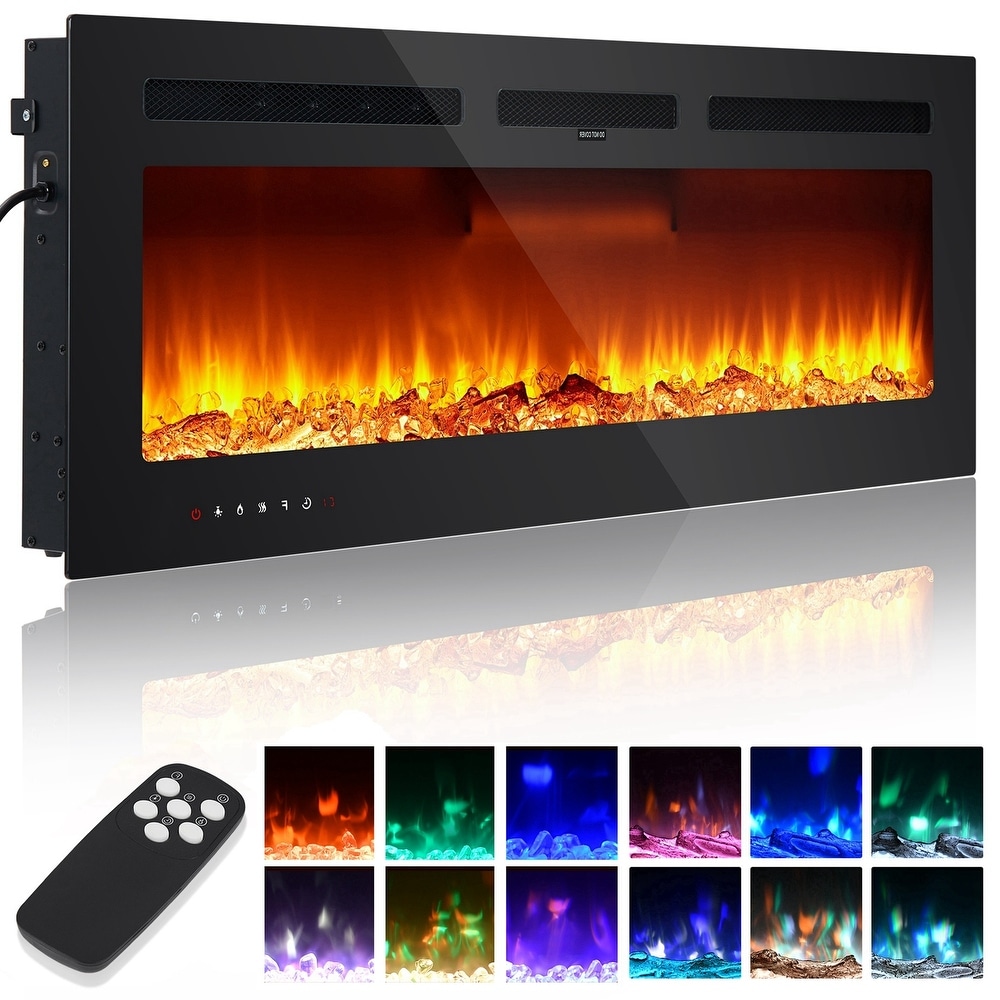 Ultra Thin Recessed Wall Mounted Electric Fireplace Heater