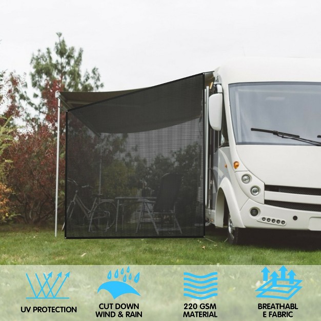 Costway 9 x27 X 7 x27 rv Awning Side Shade Black Mesh Screen Sunshade With Complete Kits