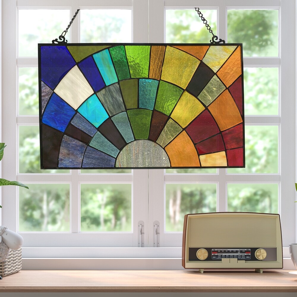 River of Goods Tiffany style Rays of Sunshine 12 inch Stained Glass Window Panel   20\