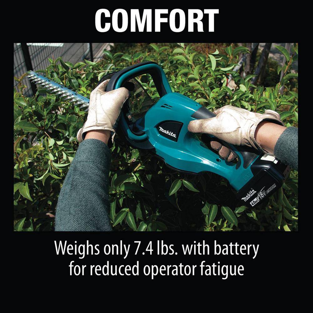 Makita 22 in. 18V LXT Lithium-Ion Cordless Hedge Trimmer Kit with Battery 4.0Ah and Charger XHU02M1