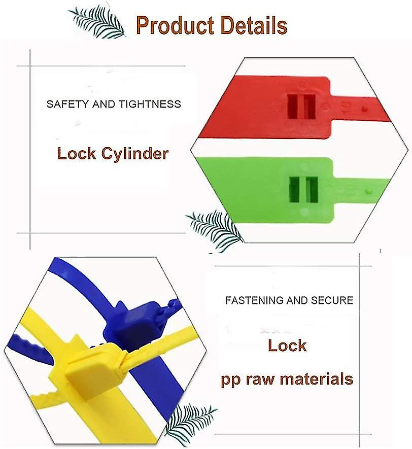 100 Plastic Plastic Tamper Seals， Safety Seals Security Tags Disposable Numbered Self-locking Tie，250mm/1in Length