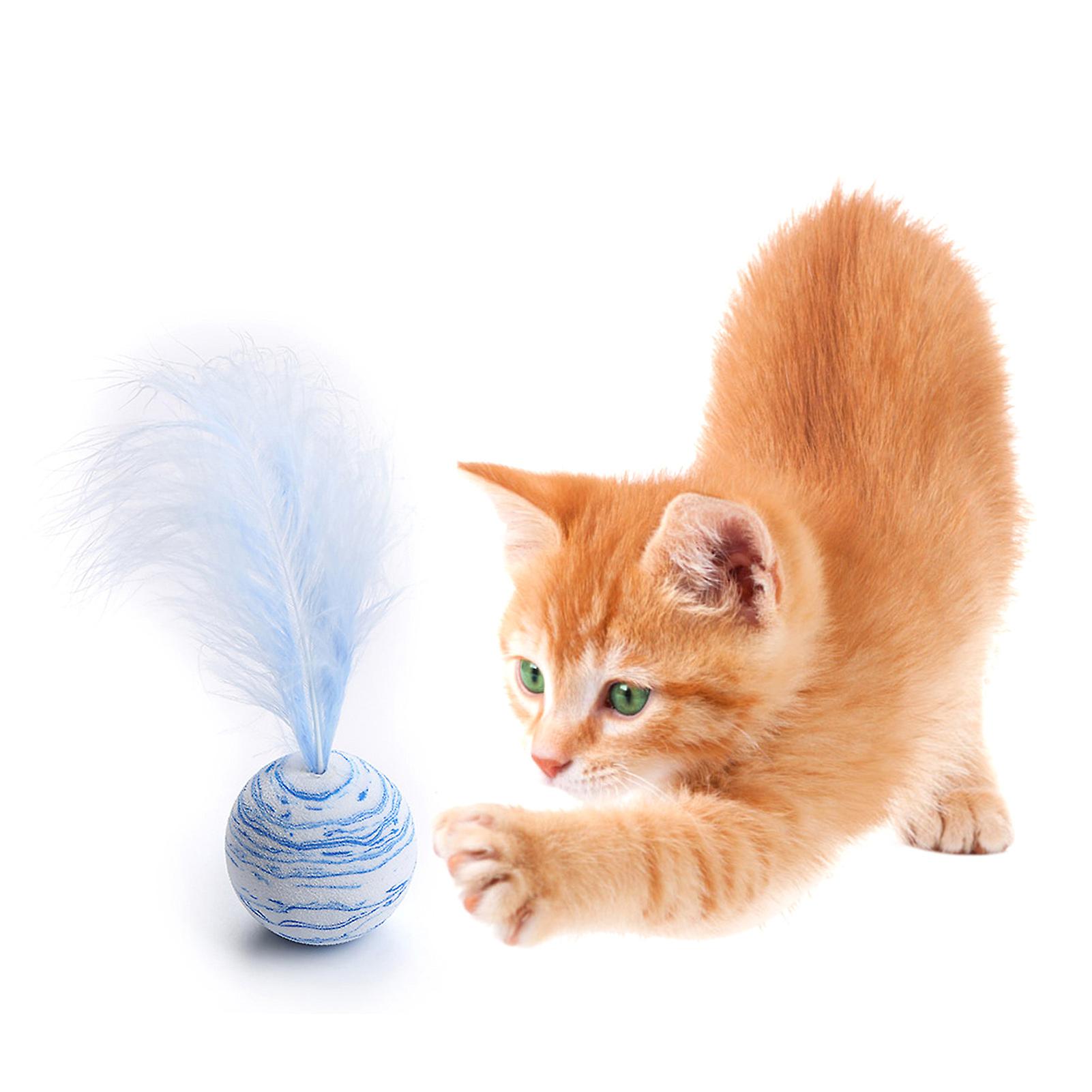 Cat Ball Toy With Feather Interactive Cat Toys Throwing Colorful Eva Balls For Kittens Chasing Hunting Exercising Cats Ball Toys White Duck