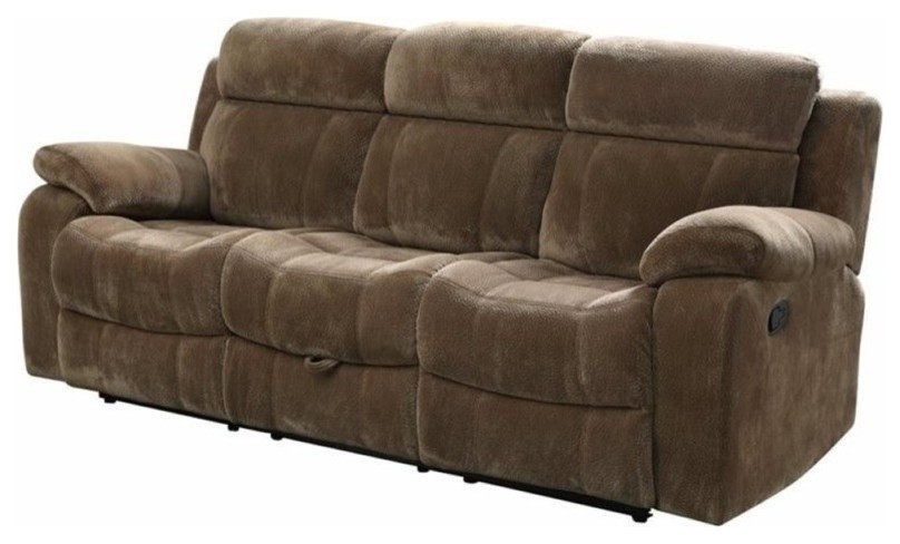 Bowery Hill Velvet Reclining Sofa in Mocha   Sofas   by Homesquare  Houzz