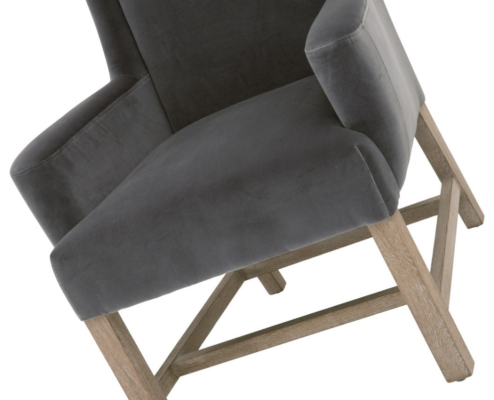 Essentials For Living Stitch  ampHand Bennett Arm Chair Dark Dove Velvet   Transitional   Dining Chairs   by Unlimited Furniture Group  Houzz