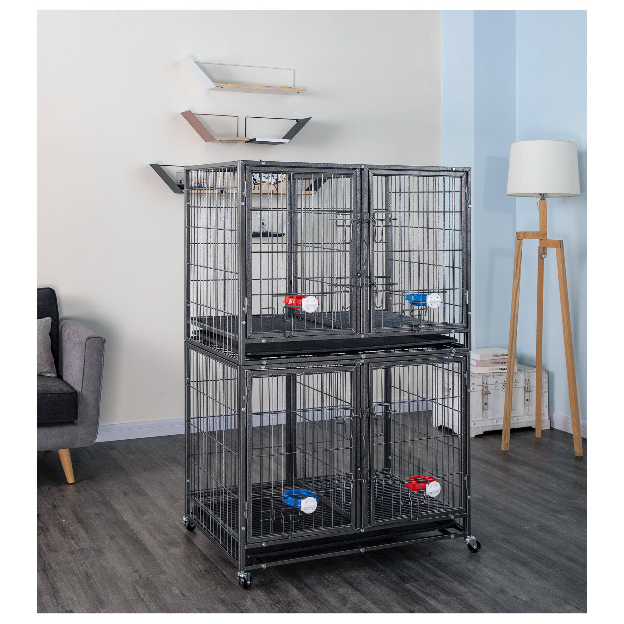 Go Pet Club Gray Heavy Duty Stackable Dog Crate， 37