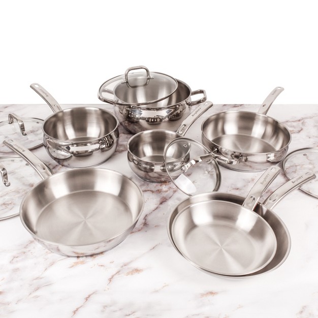 Berghoff 12pc 18 10 Stainless Steel Cookware Set With Glass Lid Belly Shape