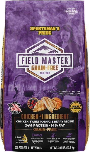 Sportsman's Pride Field Master Grain-Free Chicken， Sweet Potato， and Berry Recipe Dry Dog Food， 30-lb bag