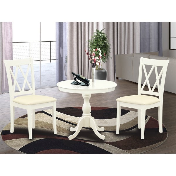 3 Piece Dinning Table Set - 1 Wood Table and 2 Dining Room Chairs - (Finish and Seat's Type Options)