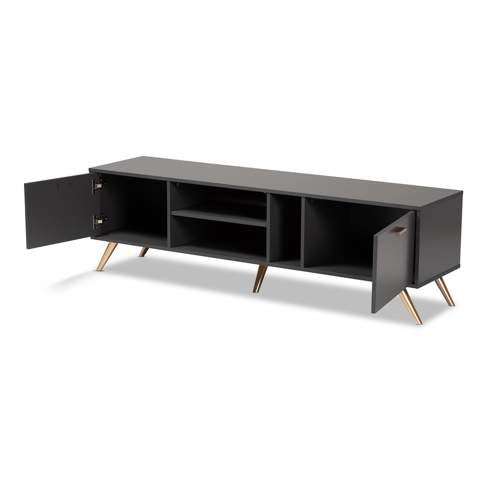 Kelson Modern Dark Grey and Gold Finished Wood TV Stand