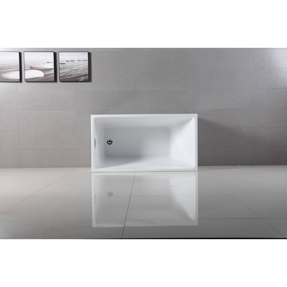 51 in. Acrylic Reversible Drain Rectangular Flatbottom Freestanding Bathtub in White HVTSQ512823