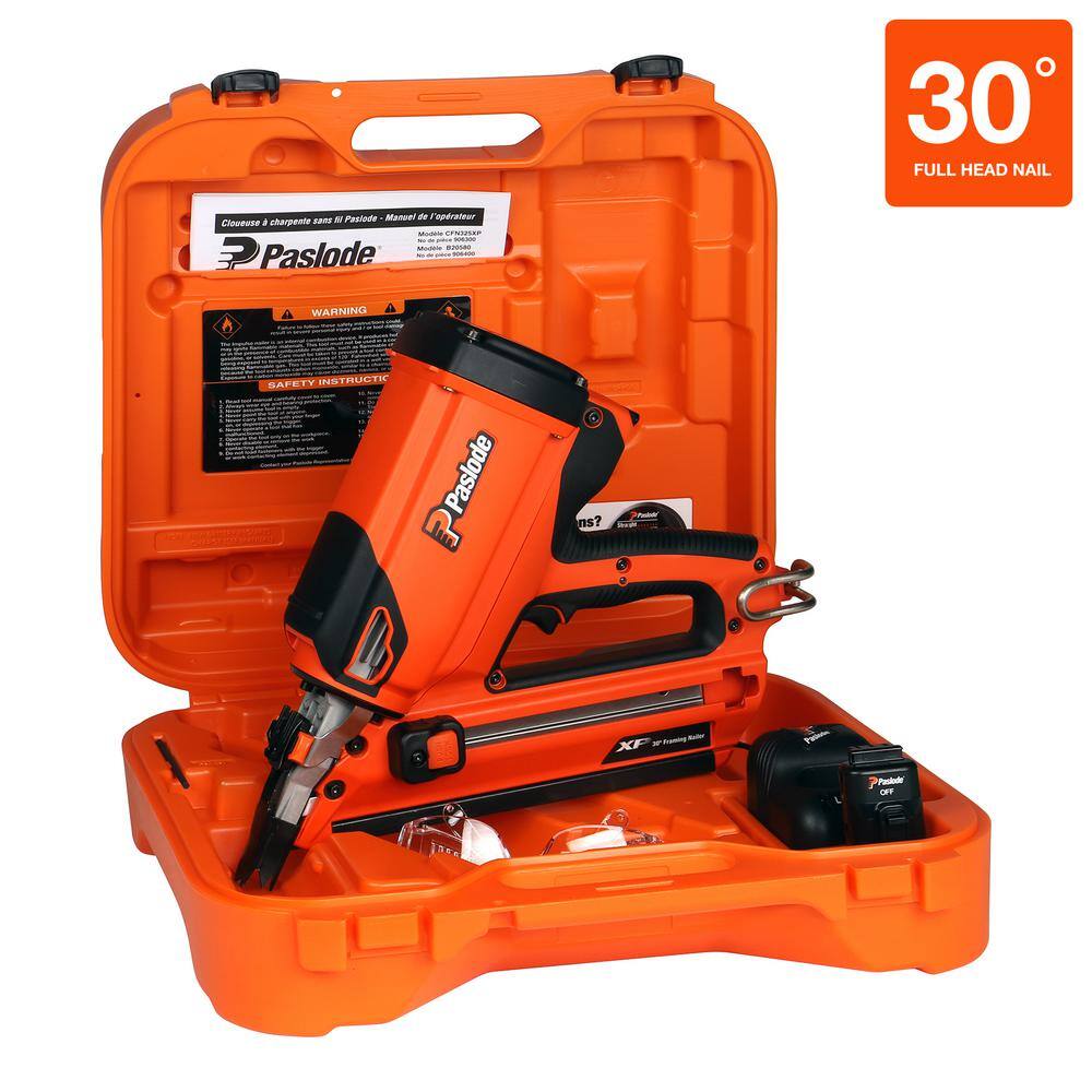 Paslode CFN325XP Lithium-Ion Battery 30-Degree Cordless Framing Nailer Combo Kit Includes Framing Fuel 906300F