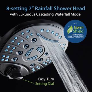 AQUACARE 80-Spray Patterns 2.5 GPM 7 in. Wall Mount Dual Shower Heads and Handheld Shower Head Antimicrobial in Oil Rubbed Bronze 43366