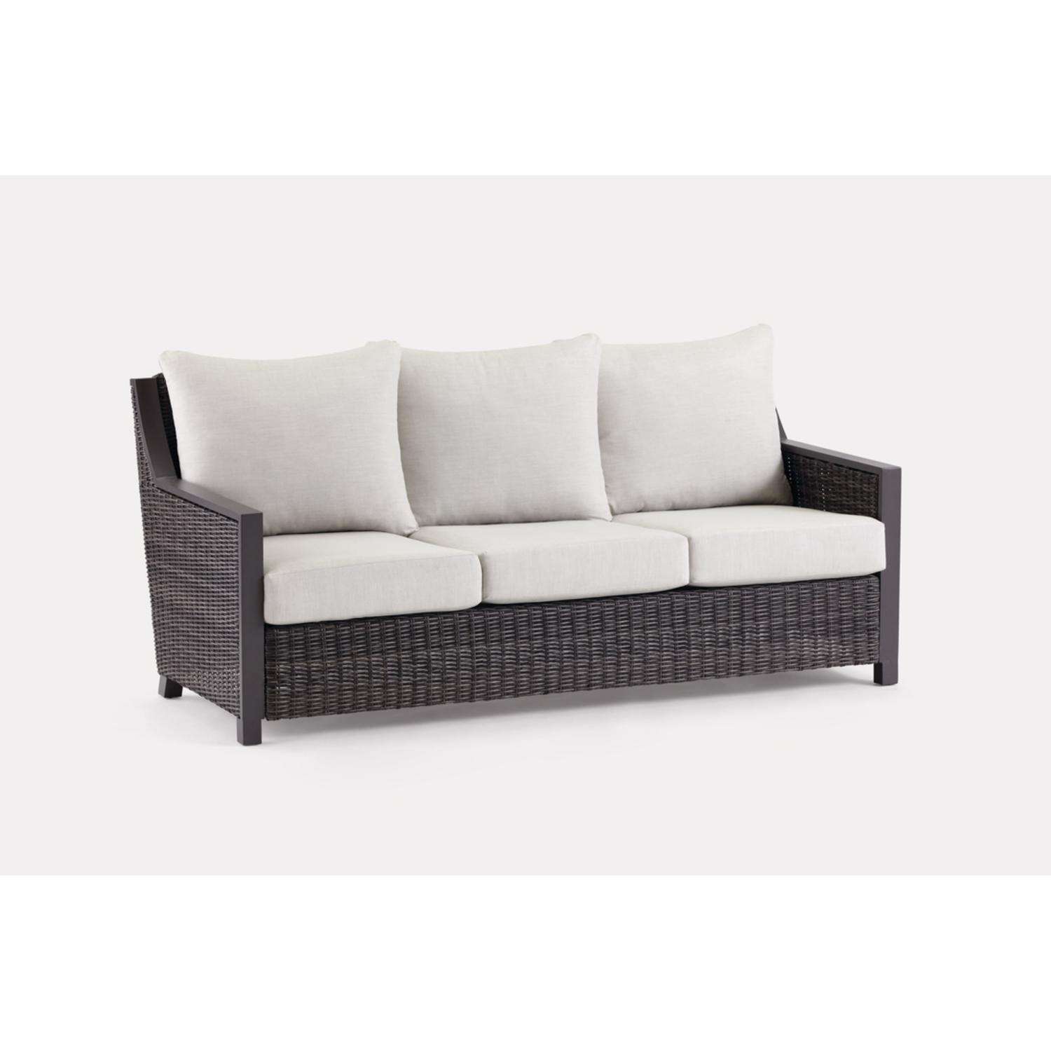 Living Accents Fullerton Brown Aluminum Frame Deep Seating Sofa Tan