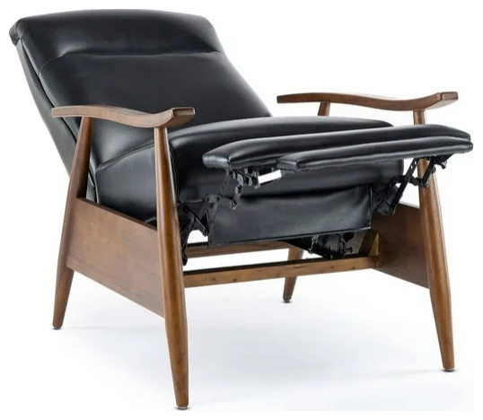 Classic Push Back Recliner Chair  Hardwood Frame With Faux Leather Seat   Traditional   Recliner Chairs   by Declusia  Houzz