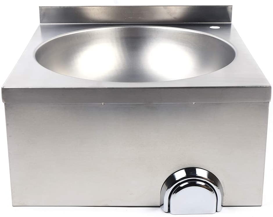 TFCFL Hand Wash Basin Stainless Steel Sink Wall Mount Knee-Operated Washing Basin with Faucet for Commercial and Home