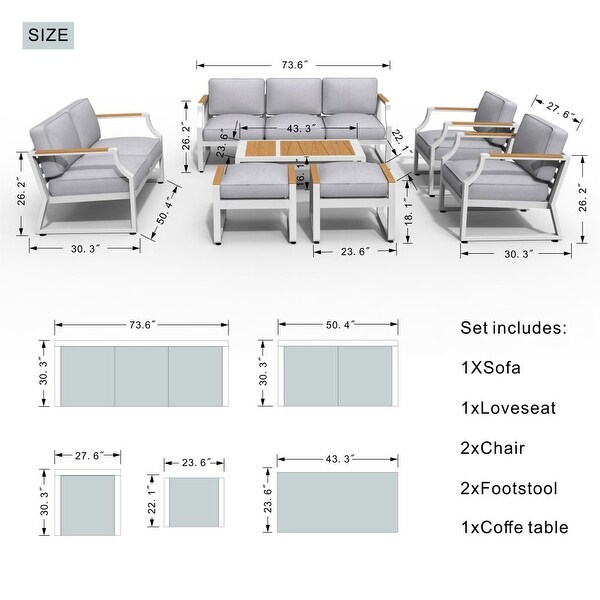 Moda 7piece Outdoor Steel Sofa Set with Ice Bucket Table