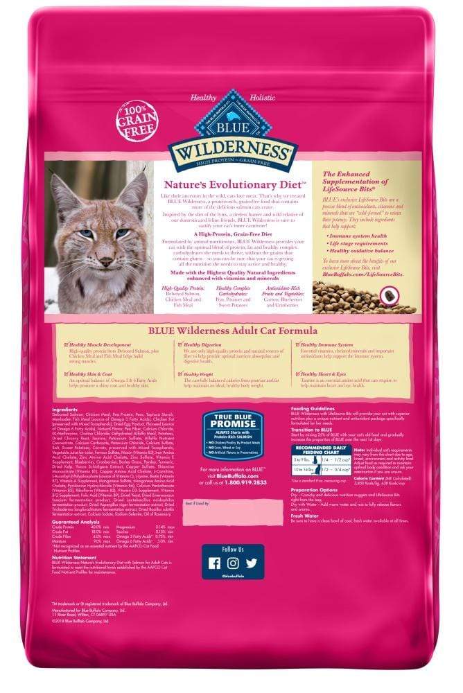 Blue Buffalo Wilderness Grain Free Salmon High Protein Recipe Dry Cat