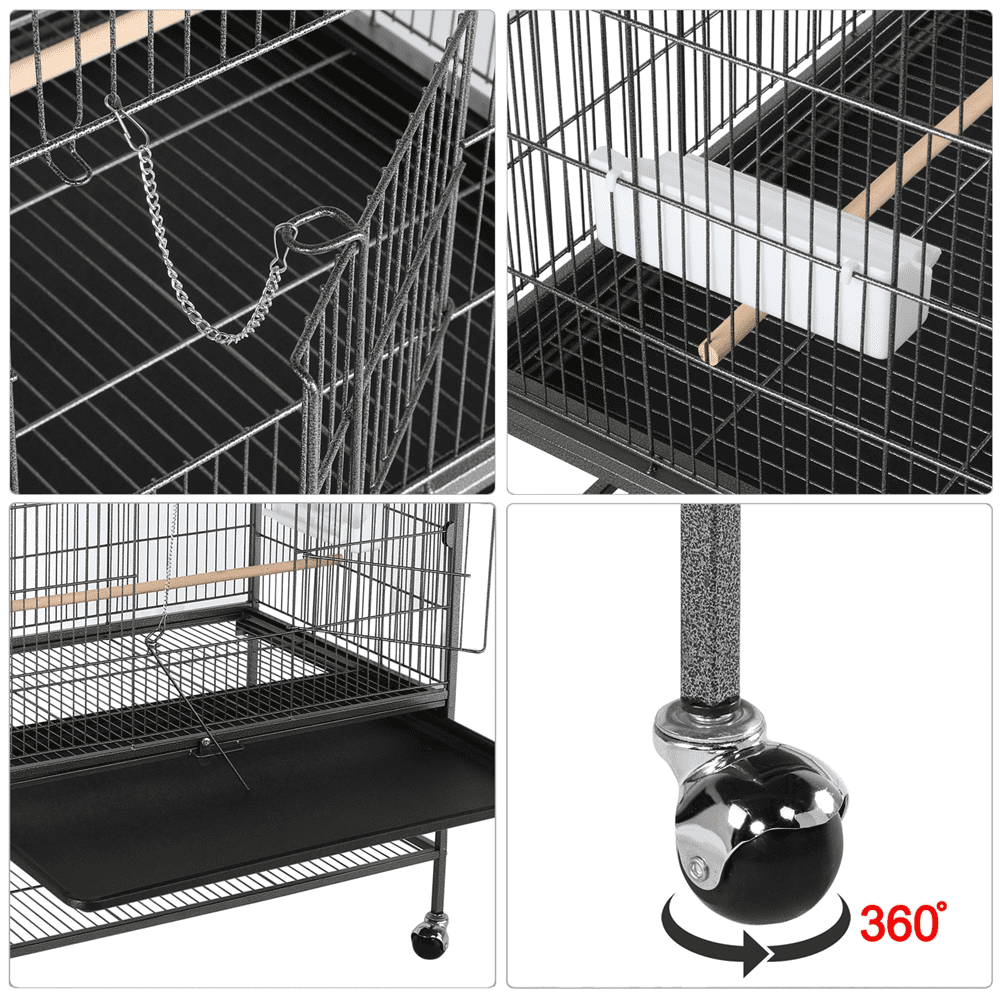 Yaheetech 60.5'' H Extra-Large Iron Parrot Cage w/ Stand，Black