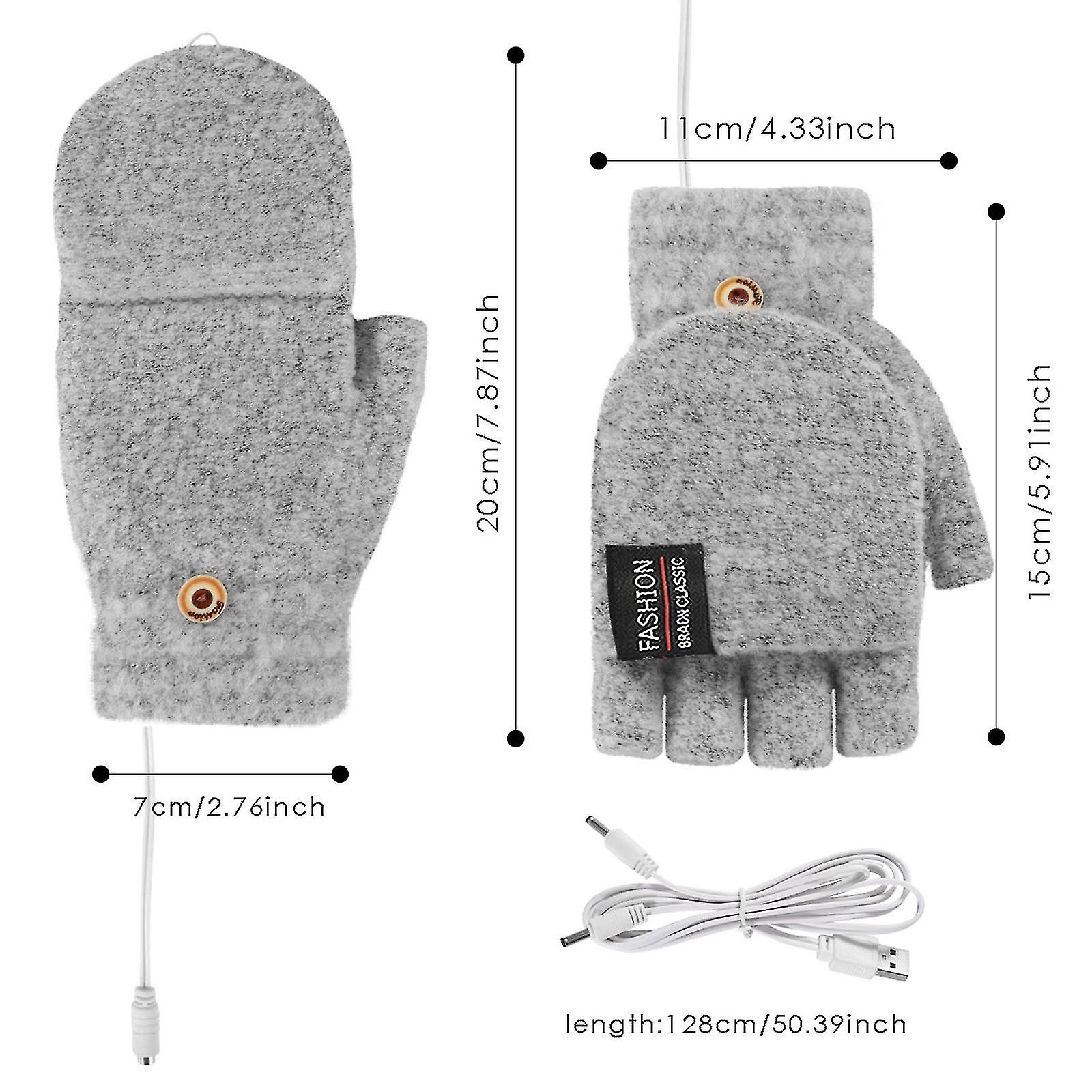 Winter Knitted Convertible Fingerless Gloves  Mittens Warm Mitten Heating Gloves